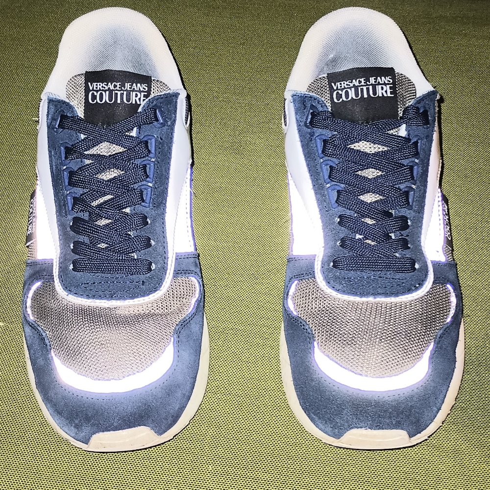 Versace Jeans Couture Size 9 Silver Blue White Casual Used Rare Designer